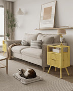 JOONEE Nightstand with Charging Station and LED Lights, Modern Bedside Table - Image 3