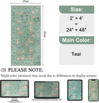 DUKINO 2x4 Rug for Entryway, Animal Washable Runner Rug for Kitchen, Teal | Non - Image 2