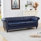 Mid-Century 3 Seater Sofa, Faux Leather Couch - Image 8
