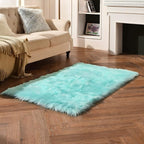 Turquoise Blue Faux Sheepskin Fur Rug 3x5 ft, Fluffy Carpet Rug | Shag Fuzzy - Image 3
