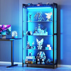 AODK Display Case with LED Lights, Display Cabinet with Glass Storage Shelves by AODK