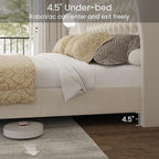LARMACE King Size Bed Frame Velvet Upholstered Platform Bed - Image 6