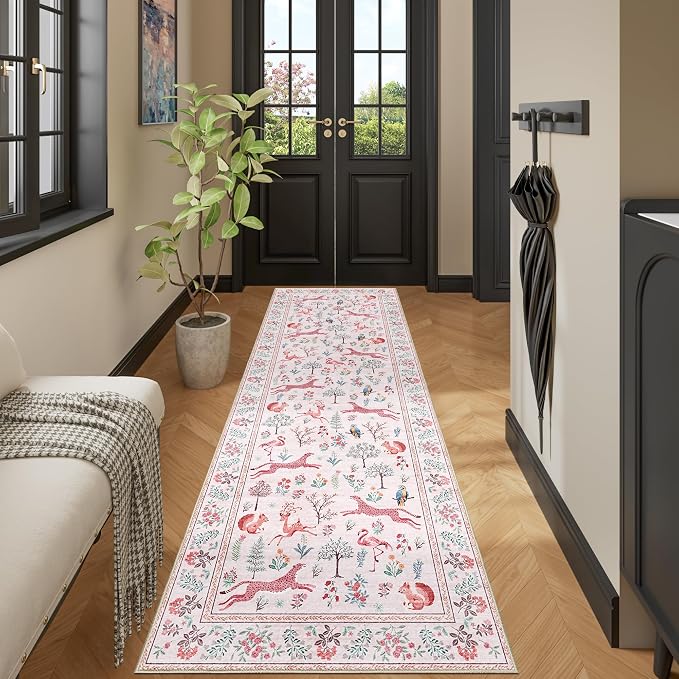 DUKINO 2.6x8 Rug for Hallway, Washable Kitchen Runner Rug Non Slip, Stain - Image 5