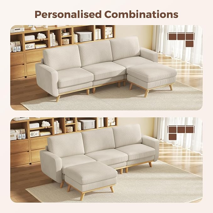 Vesgantti 97" Modular Sectional Sofa Light Gray, L-Shaped Couch - Image 3
