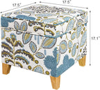 Adeco 18 Inch Linen Storage Ottoman Cube, Upholstered Footstool - Image 2