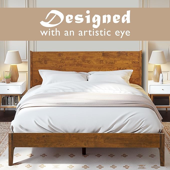 Acacia Haven King Wooden Bed Frame, 100% Solid Wood Platform Bed - Image 7