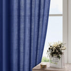 Classic Blue Linen Curtains 72 Inch Length - Image 4
