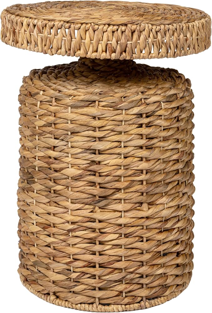 JONATHAN Y Marisol 24" Round Woven Water Hyacinth Side Table by JONATHANY