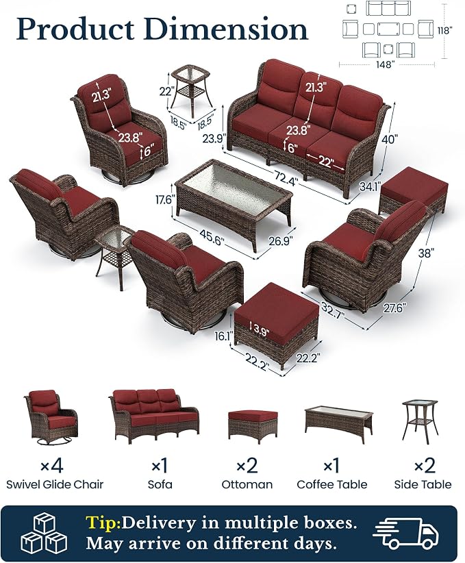 HILLGA 10-Piece Luxury Patio Furniture Set - Image 2