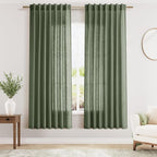 Olive Green Linen Blend Semi Sheer Light Filtering Curtains 78 Inches Long 2 by Nanspring