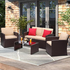 KROFEM 4-Piece Patio Furniture Set, Wicker Outdoor Rattan Sectional Sofa - Image 2