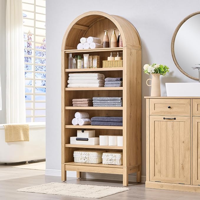 IFGET 71" Tall Arched Bookshelf, 7 Tiers Arch Bookcase - Image 6