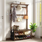 AMBIRD Hall Tree with bench and shoe storage, Entryway Bench with shoe storage by AMBIRD