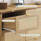 HUAHUU 9 Drawer Dresser for Bedroom, 60 Inch Long Dressers & Rattan Chest of - Image 3