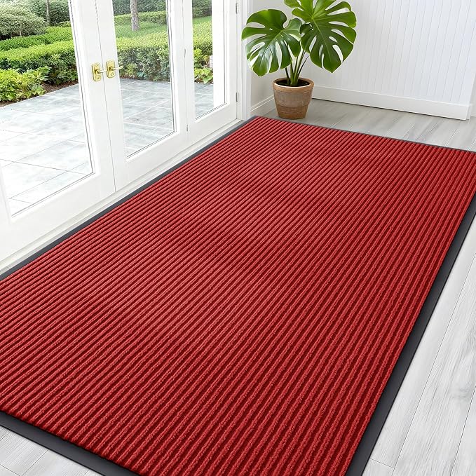OLANLY Front Door Mat 59x30, Waterproof Heavy-Duty Indoor Outdoor Doormat | Red by OLANLY