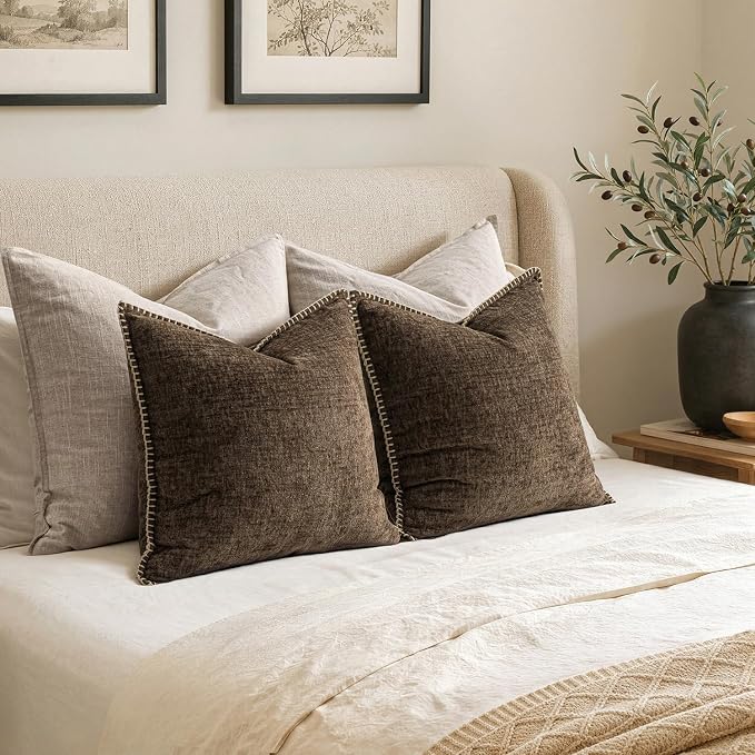 MIULEE Decorative Couch Throw Pillow Covers 20x20 Inch Brown 2 Pack | Farmhouse - Image 6