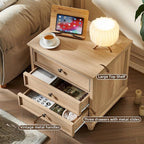 Joaxswe 24" Wide Farmhouse Night Stand, Large End Table - Image 4