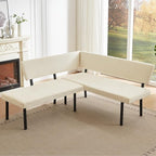 HIPIHOM Modern L-Shaped Dining Bench, 67 Inch Fabric Upholstered Corner Sofa - Image 4