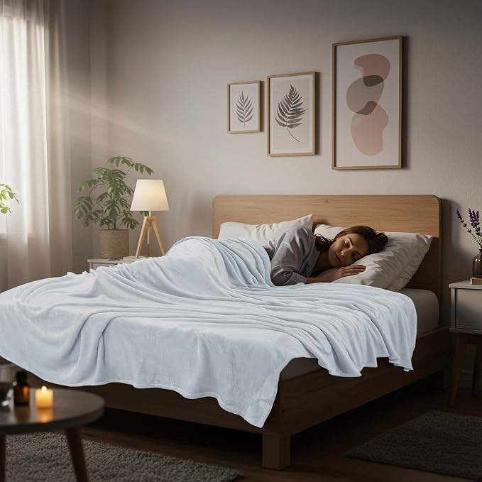 Utopia Bedding Soft Fleece Bed Blanket King Size Light Grey | Microfiber Plush - Image 7