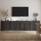 BELLEZE Sideboard Cabinet with 3 Drawers, Large Fluted Sideboard with Storage - Image 5