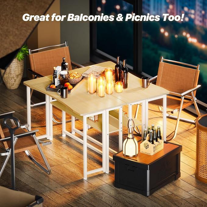 Huuger Folding Desk with Storage Shelf, 39.3 Inch Foldable Computer Table - Image 7
