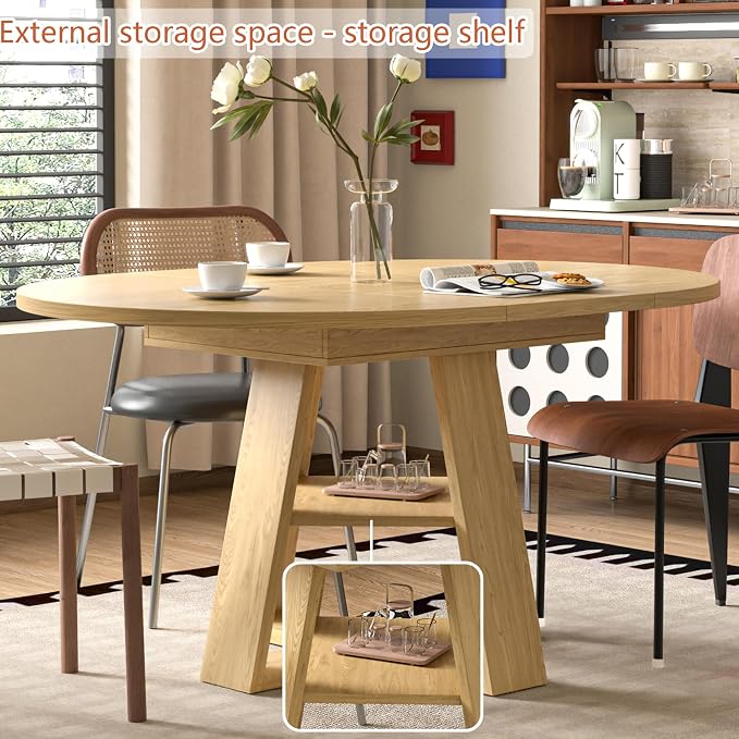 43.3in-59in Extendable Round Dining Table - Image 3