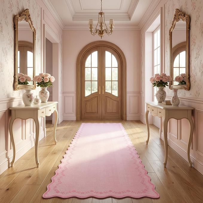 GarveeHome 2.5x10 Scalloped Washable Runner Rug Long Hallway Kitchen Rug | Soft by GarveeHome