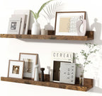 Fun Memories Picture Ledge Shelves Set of 2, 24 Inch Rustic Wall Mounted by FunMemories
