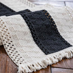 Macrame Table Runner Cream Beige and Black Boho Table Runners - Image 5
