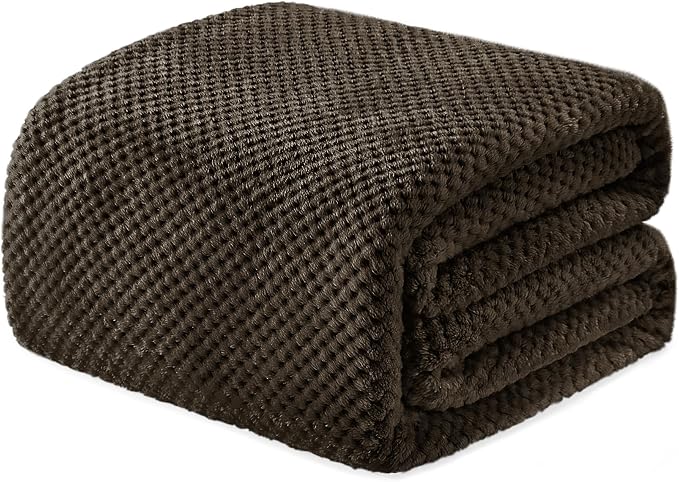 Exclusivo Mezcla Soft Waffle Fleece Bed Blanket King Size, Coffee | Lightweight by ExclusivoMezcla