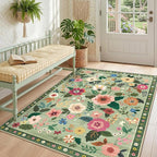 RELEANY Floral Washable 4x6 Area Rugs LightGreen | Flower Carpet Print Boho - Image 8