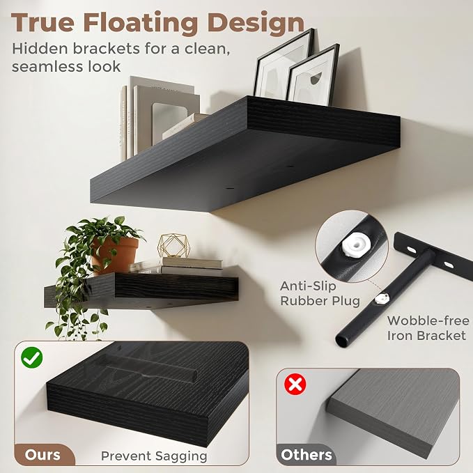 12 inch Deep Floating Shelves for Wall, 36 inch Wide Engineered Wood Wall - Image 4