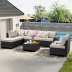 JOYURE 9 Pieces Patio Furniture Set All-Weather Outdoor Wicker Sectional - Image 7