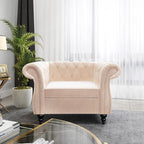 ORRD 2 Piece Living Room Set, Velvet Chesterfield Sofa Couch Chair - Image 3