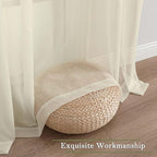 Cream Sheer Curtains 63 Inch Length 2 Panels, Rod Pocket Light Filtering - Image 9