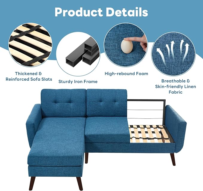 Tbfit L Shaped Couch Sofa, 3 Seater Sofas - Image 5