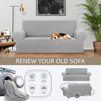Stretch Loveseat Couch Cover, 2 Cushion Couch Slipcover, Elastic Bottom - Image 3
