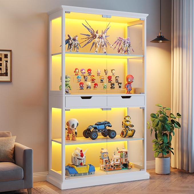 Jocoevol Display Cabinet with 4 Glass Doors, 4-Tier Modern Glass Display Case - Image 8
