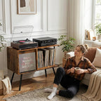Faesun Flip Top Record Player Stand, Large Turntable Stand Holds up to 150+ - Image 2