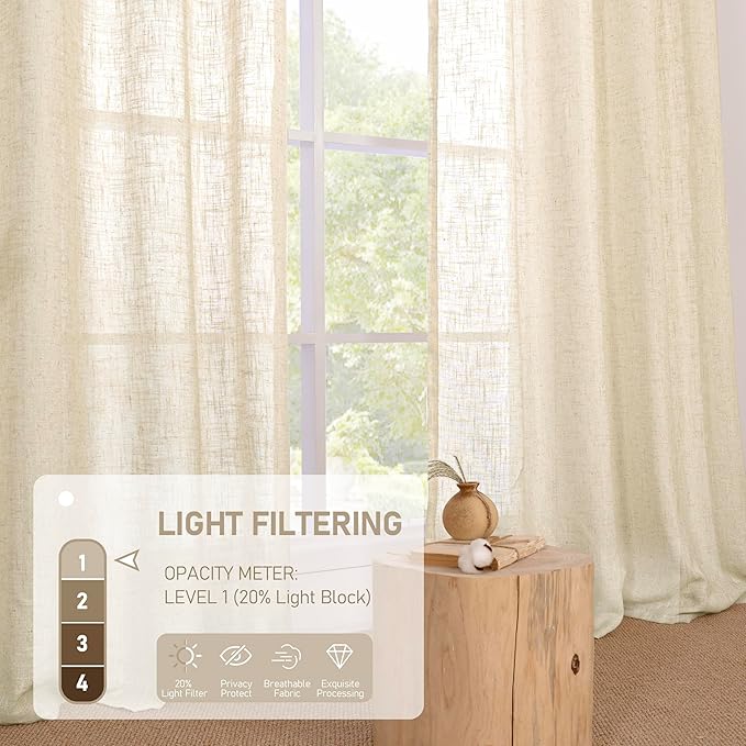 Beige Linen Curtains 54 Inches Long - Image 4