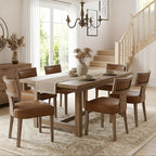 HNY Mid Century Modern Dining Chairs Set of 6, Farmhouse PU Leather Upholstered by HNY