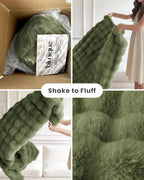 Ultra Soft Cozy Faux Fur Throw Blanket, Fuzzy Plush Thick Bubble Blanket - Image 9
