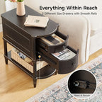 ONBRILL Narrow End Table with Charging Station, Pre-Assembled Nightstand with 2 - Image 4