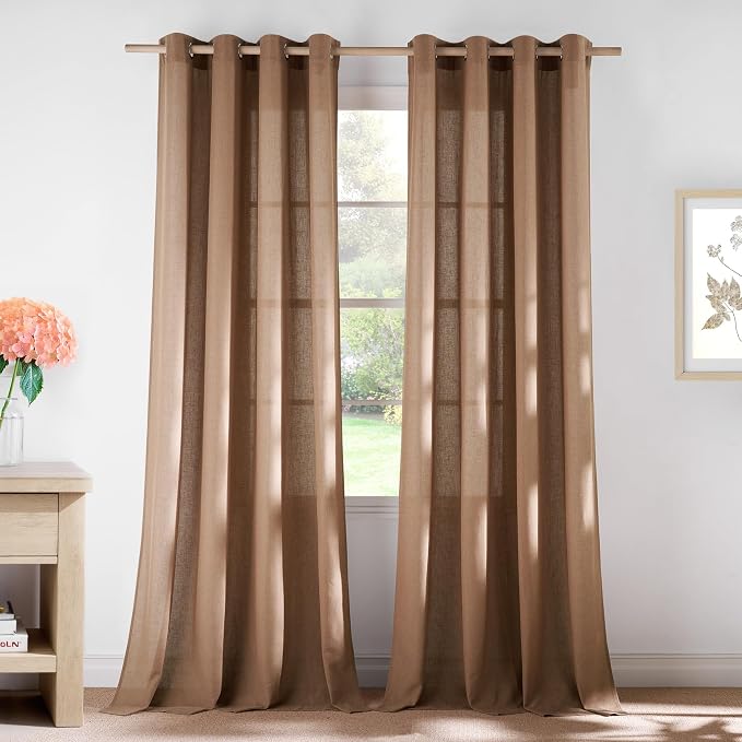NICETOWN Linen Gold Brown Curtains by NICETOWN
