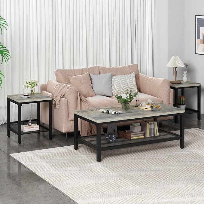 AWQM Coffee Table Set of 3, Industrial Coffee Table - Image 2