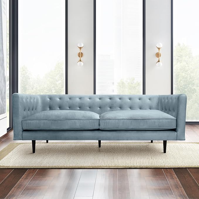 Armen Living Annabelle 80" Modern Bluestone Velvet Sofa - Image 2
