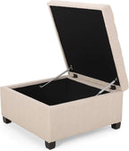 Christopher Knight Home Hedda Tufted Fabric Storage Ottoman - Image 4