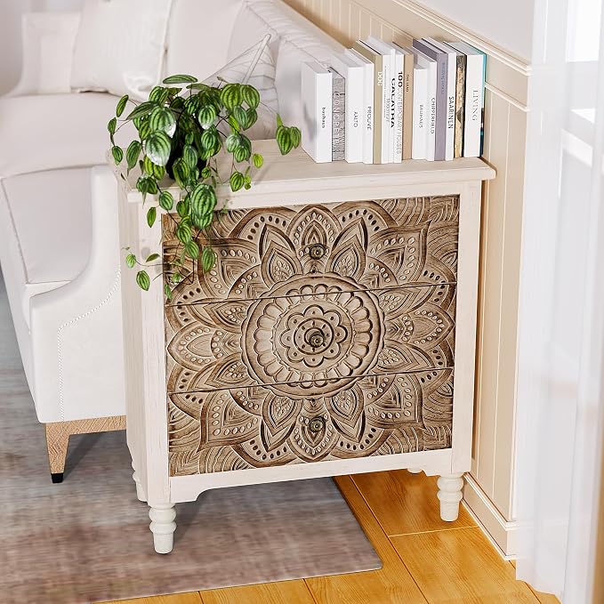 SUNBURY Vintage Wooden Nightstand Set 2, Wood Accent Table - Image 5