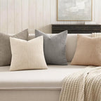 MIULEE Soft Corduroy Decorative Throw Pillow Covers Neutral Cream 20x20 | Set - Image 3