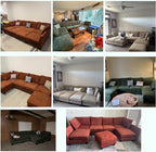 124" Modular Sectional Sofa, Modern Linen U-Shaped 6 Seater Sectional Sofa - Image 3